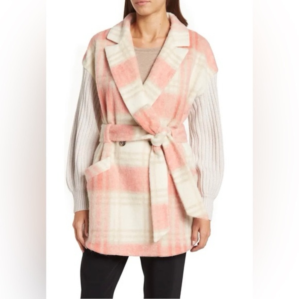 Cinq à Sept Pink and Cream Plaid Jacket